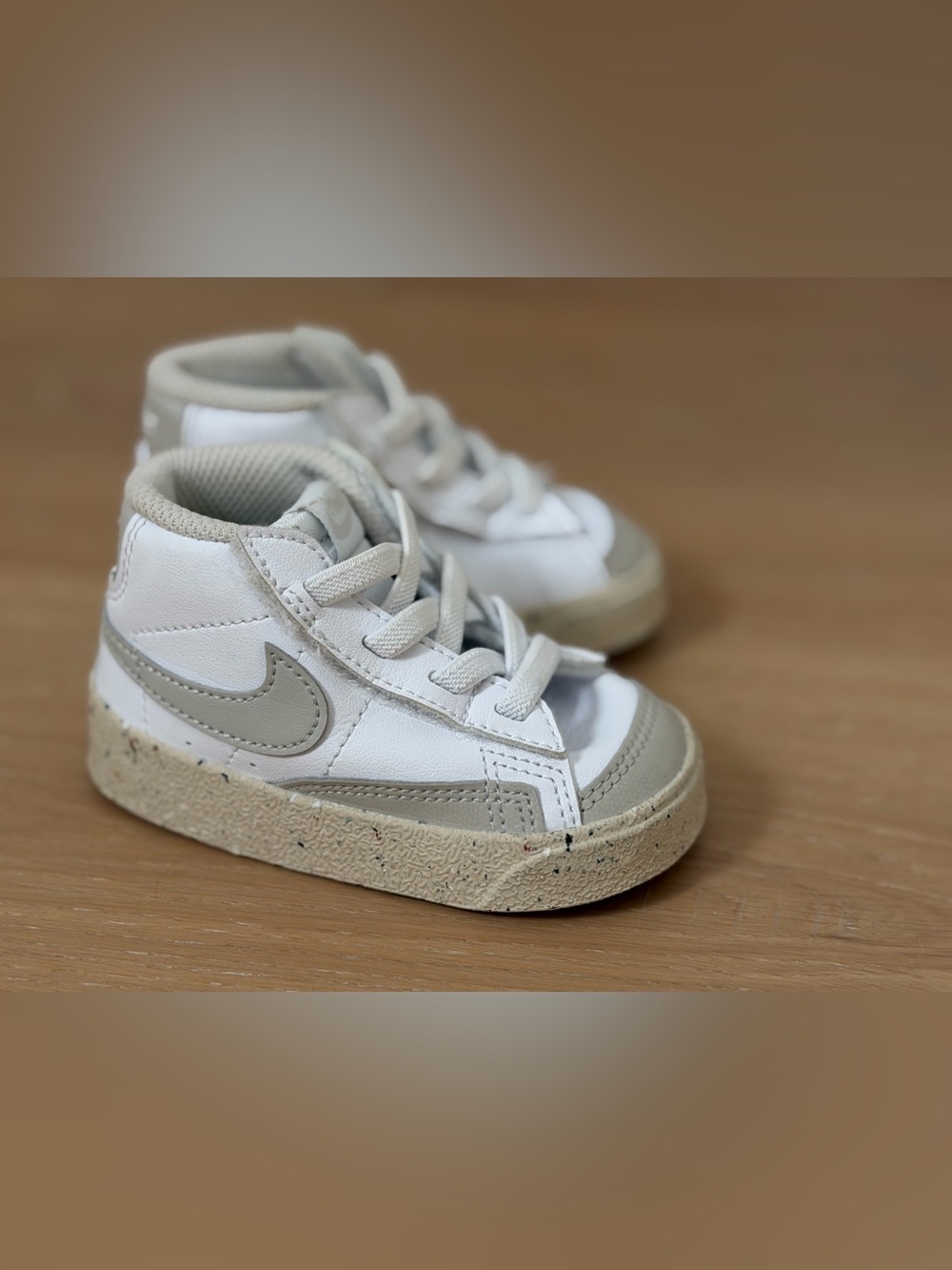 Nike Kids White and Beige High-Top Sneakers